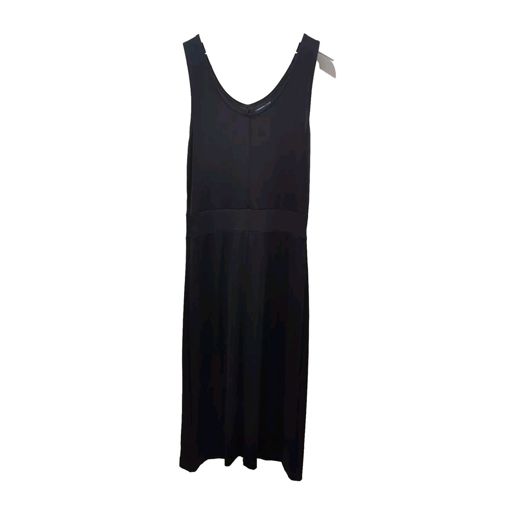 Coldwater Creek Slinky Knit Midi Dress Womens‎ S Black Sleeveless Scope Neck